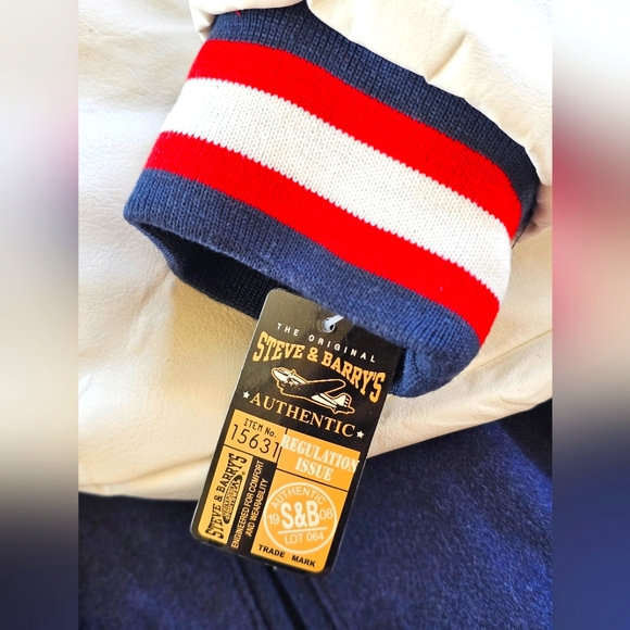 NEW Steve & Barry's Patriotic USA American Flag Eagle Leather Varsity Jacket L - Picture 12 of 16